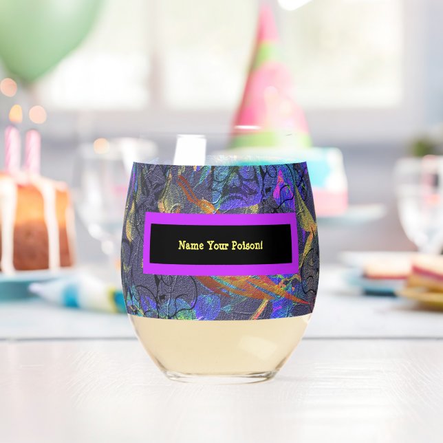 Name Your Poison Stemless Wine Glass (Insitu (Birthday))