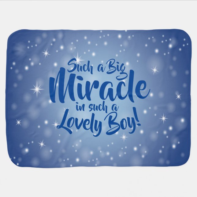 Name. Your Text, Big Miracle in Lovely Boy Baby Blanket (Horizontal)