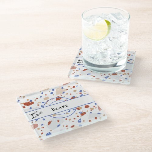 Name, You're the Best, Terrazzo Pattern Glass Coaster