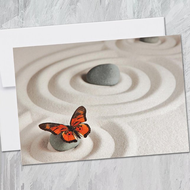 Name || Zen Garden Orange Monarch Butterfly Frame Note Card (Creator Uploaded)