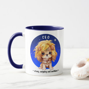 Name Zodiac Astrosign Leo Watercolor Blue starsky Mug