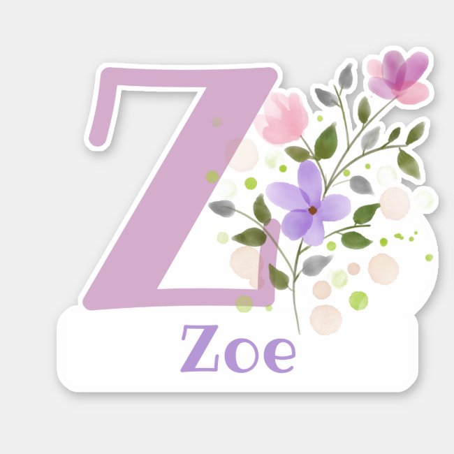 Name Zoe with the Letter Z Sticker Cut-Out