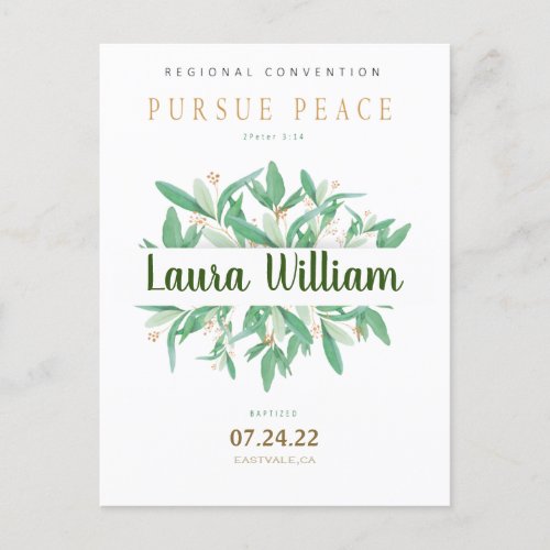 NameCustomized 2022 JW Convention Baptism Postcard