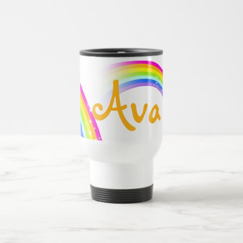 Named 3 letter rainbow travel girls orange mug