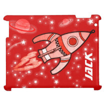 Named 4 letter rocket space kid ipad cover red