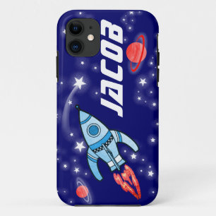 Named 5 letter space rocket blue boys iPhone 11 case
