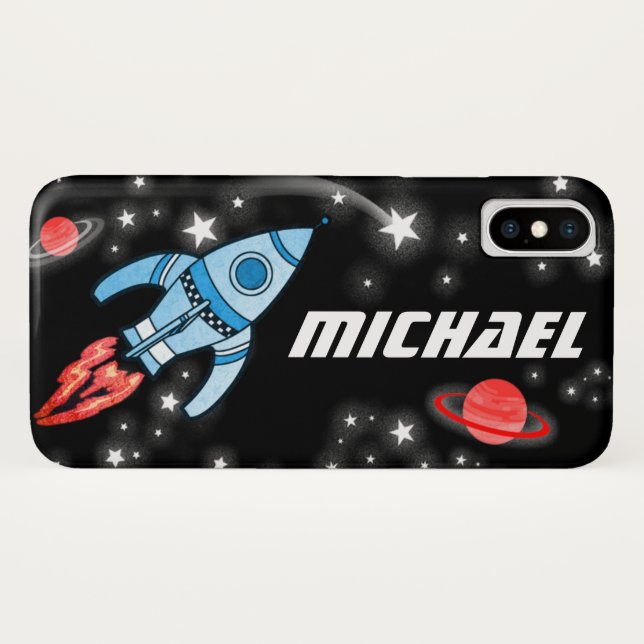 Named 7 letter rocket space iphone case (Back (Horizontal))