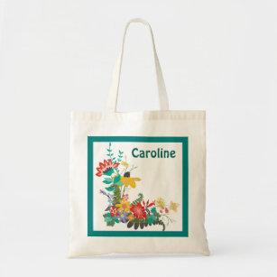 Named Bright Modern Vector Floral Pattern Flowers Tote Bag