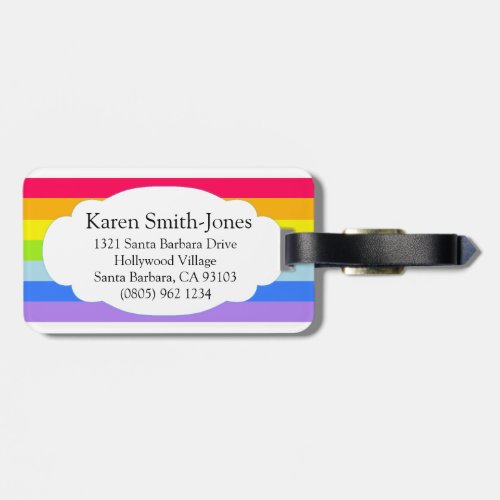 Named bright rainbow cloud luggage tag