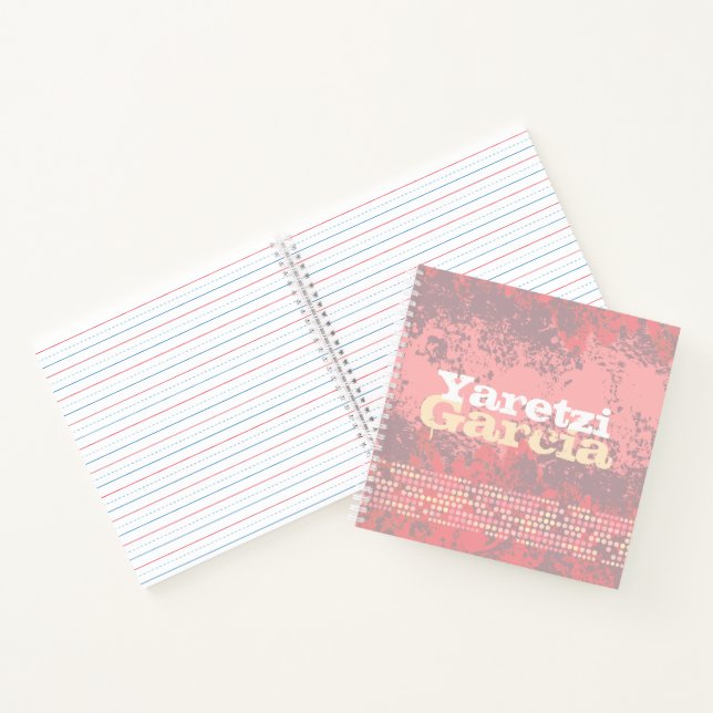 Named coral pink girls abstract  notebook (Inside)