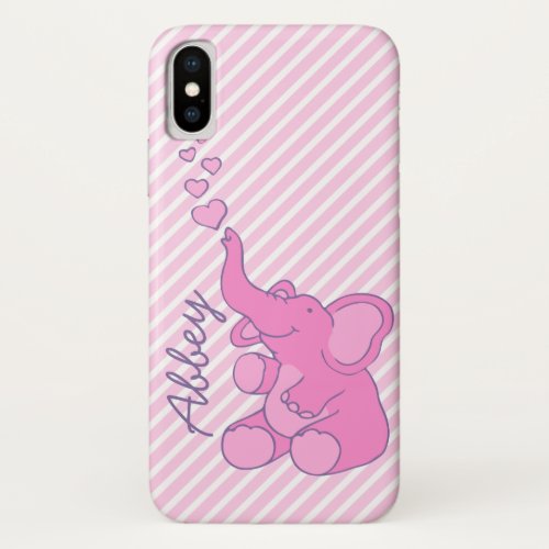 Named cute pink elephant iphone case