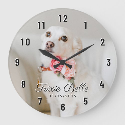 Named Dog Photo Large Clock