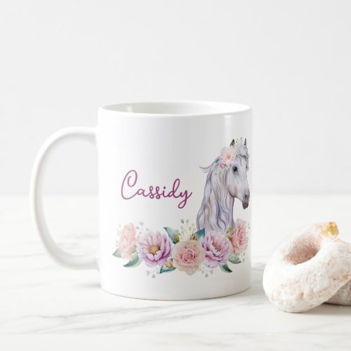 Named Floral Horse Coffee Mug