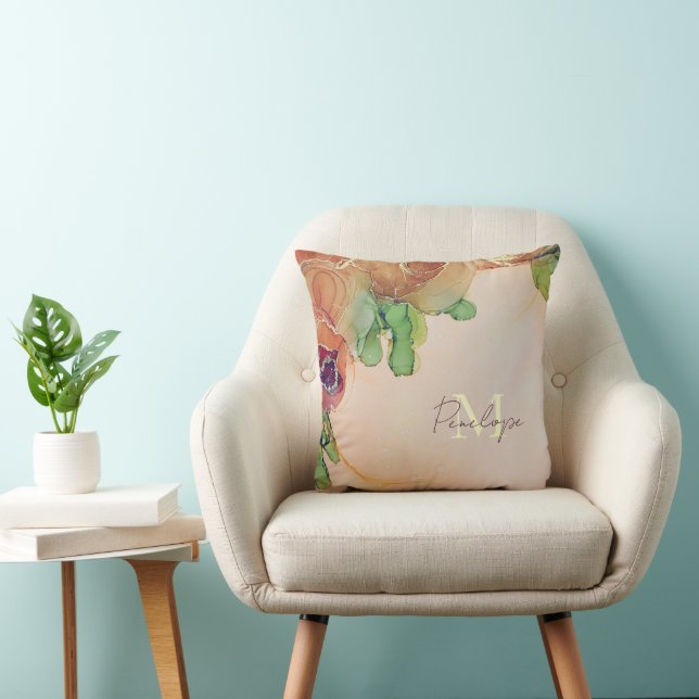 Named Floral  Throw Pillow (Chair)