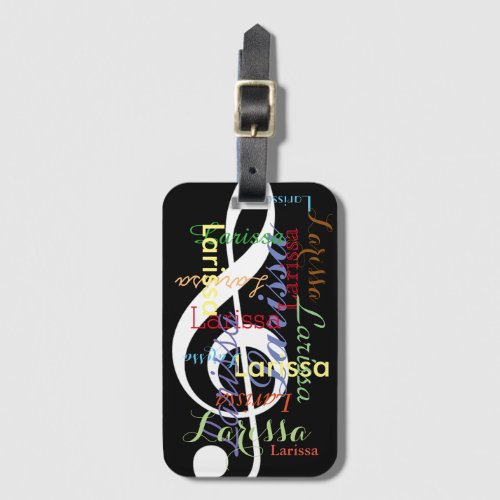 named musical clef luggage tag