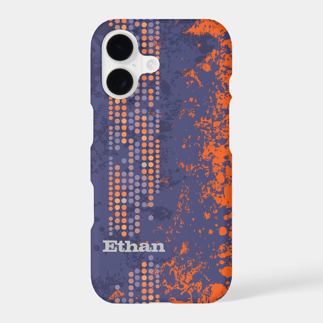 Named navy orange surf style iphone case (Back)