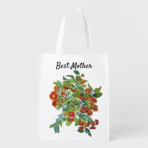 Named Orange Flowers Grocery Bag
