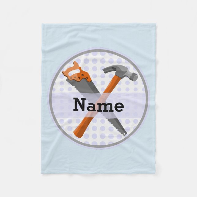Named Personalized Tools design for boys. Fleece Blanket (Front)