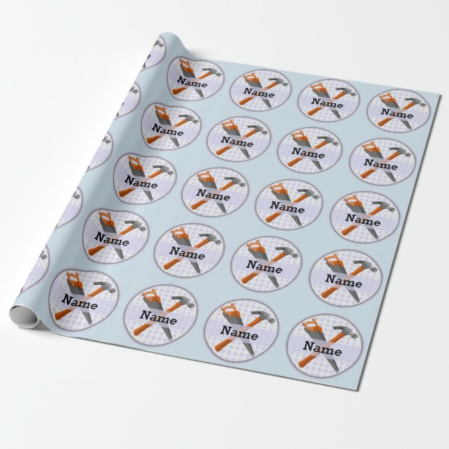 Named Personalized Tools design for boys. Wrapping Paper (Unrolled)