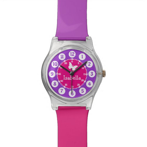 Named pink purple numbered watch