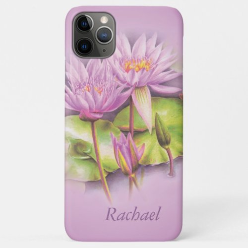 Named purple pink water lily lotus iPhone 11 pro max case