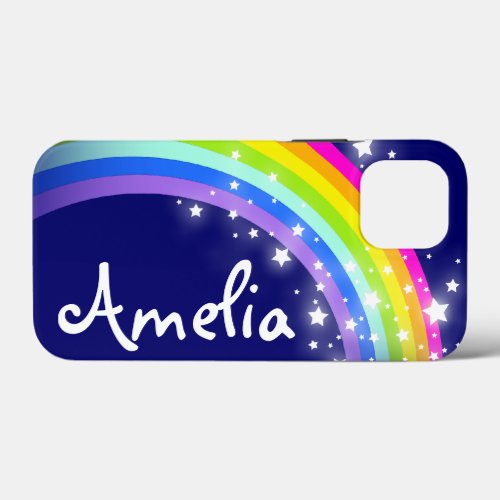 Named rainbow on a night navy sky iPhone 13 mini case