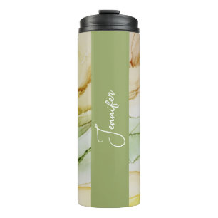 Named Sage Green Abstract Pastel Thermal Tumbler