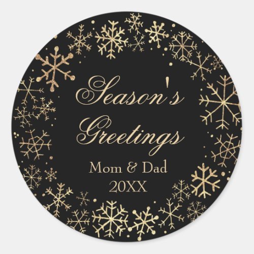 Named Seasons Greetings Classic Round Sticker