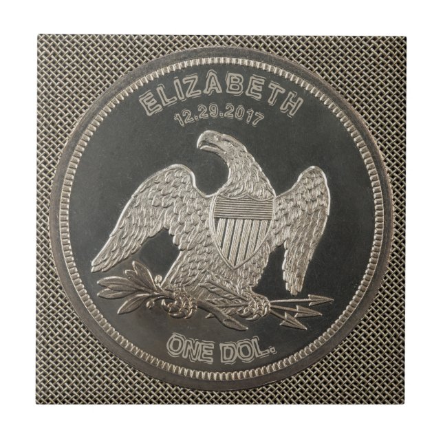 Named Silver 1865 Dollar Tile (Front)