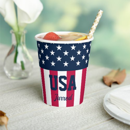 Named Stars and Stripes Red White Blue Paper Cups