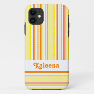Named stripe beads orange pink iPhone 11 case