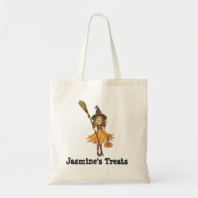Named Treats girls Halloween bag (Front)