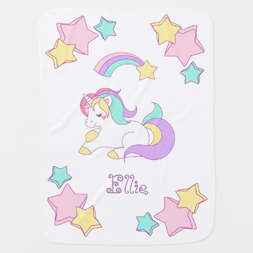 Named Unicorn Baby Blanket