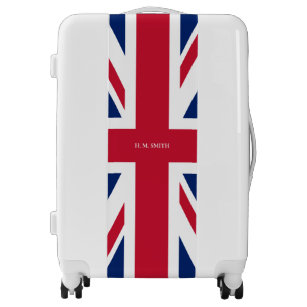 red white and blue luggage