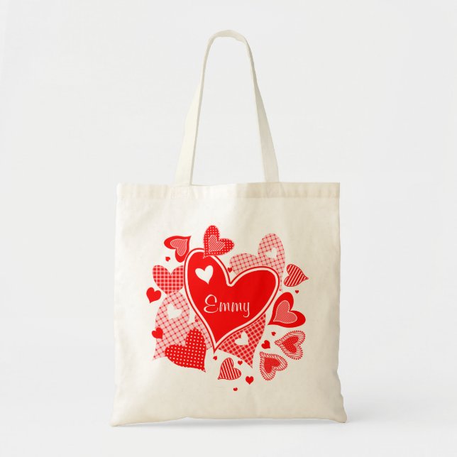 Named Valentine’s Hearts Tote Bag (Front)