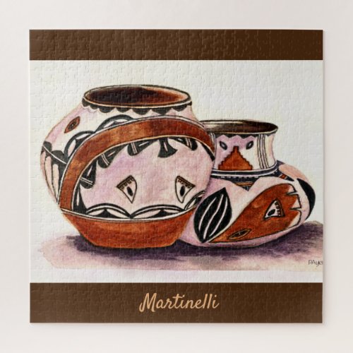 Named Watercolor_Look Native American Pottery Art  Jigsaw Puzzle