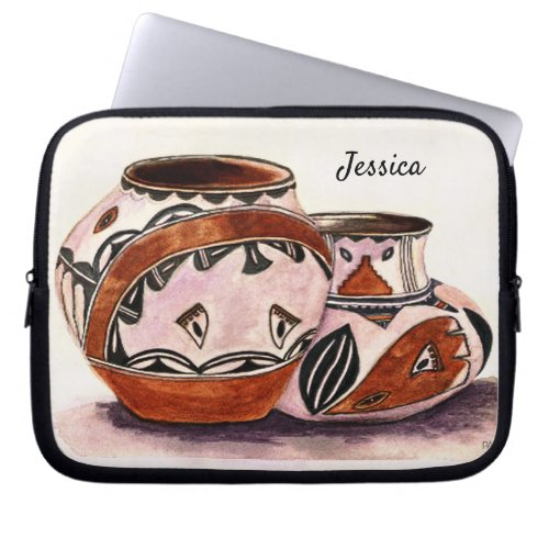 Named Watercolor_Look Native American Pottery Art Laptop Sleeve