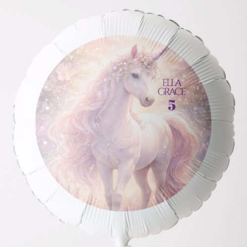 Named Whimsical pastel Unicorn Balloon