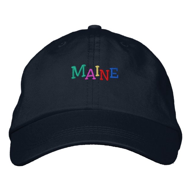 Namedrop Nation_Maine multicolored Embroidered Baseball Hat (Front)
