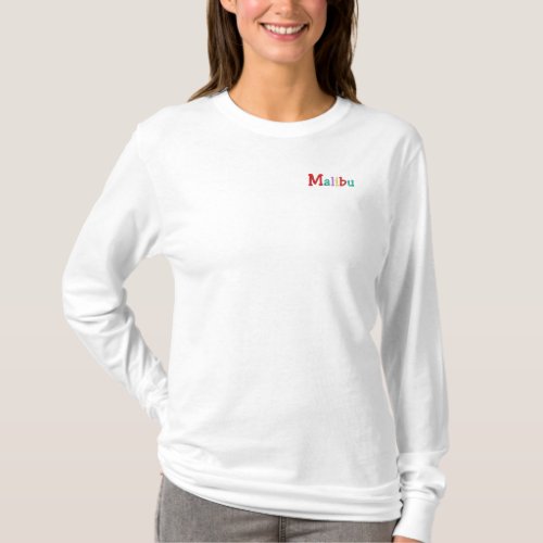 Namedrop Nation_Malibu Multi_colored Embroidered Long Sleeve T_Shirt