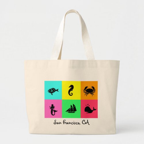 Namedrop Nation_San Francisco_multi_color Large Tote Bag