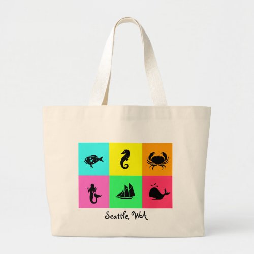 Namedrop Nation_Seattle WA_multi_color Large Tote Bag