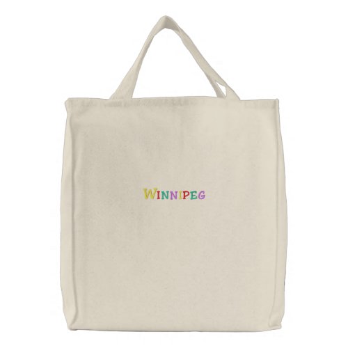 Namedrop Nation_Winnipeg multi_colored Embroidered Tote Bag