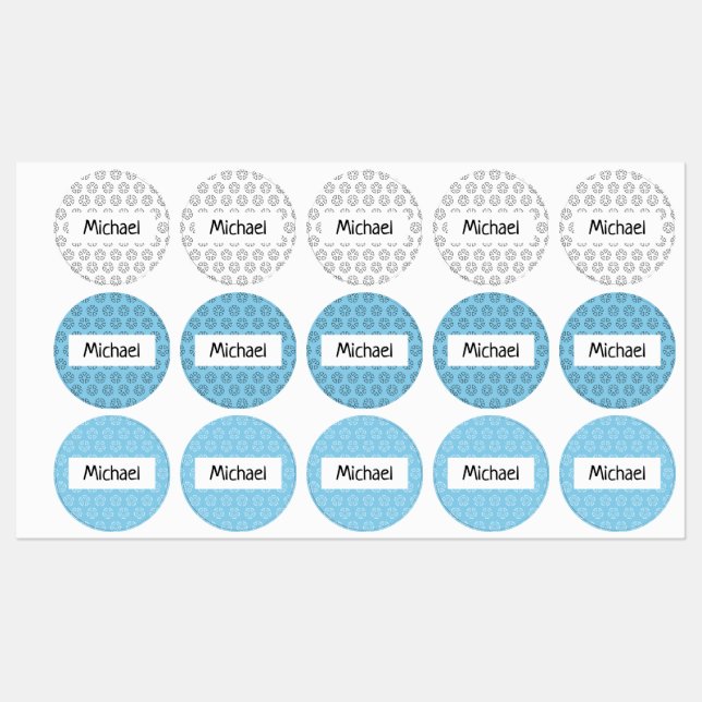 Namensschilder blau weiß schwarz kids' labels (Sheet)