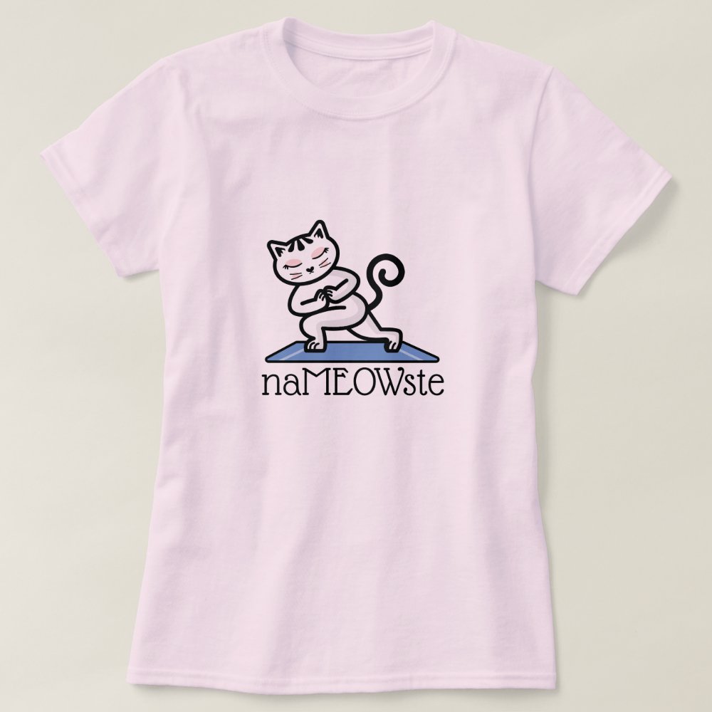 NaMEOWste Cat In a Yoga Meditating Pose Personalized T-Shirt