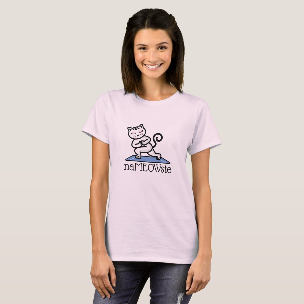 NaMEOWste Cat In a Yoga Meditating Pose Personalized T-Shirt