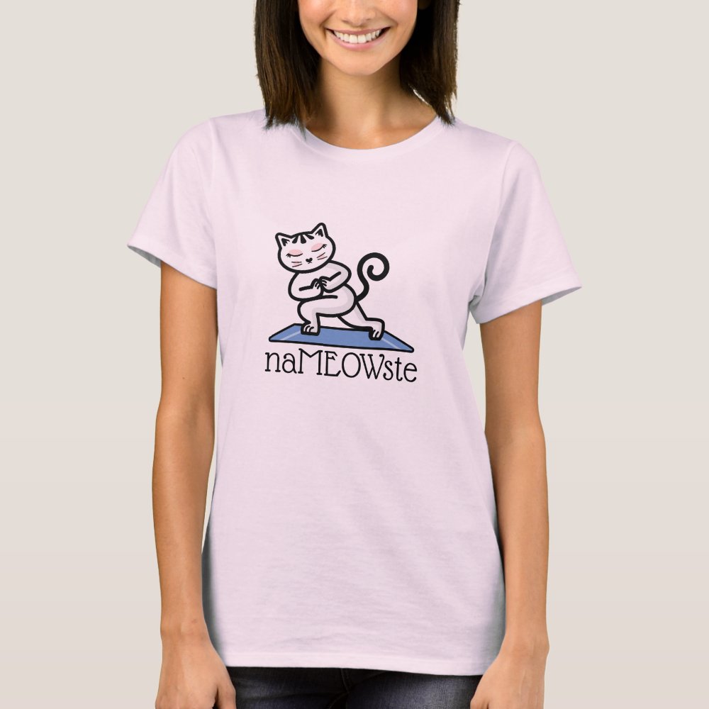 NaMEOWste Cat In a Yoga Meditating Pose Personalized T-Shirt