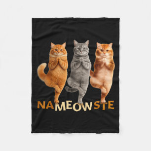 Nameowste Yoga Cat  Fleece Blanket