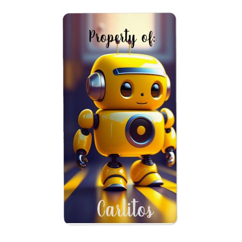 Nameplate Bookplate Stickers with Robot Motif 