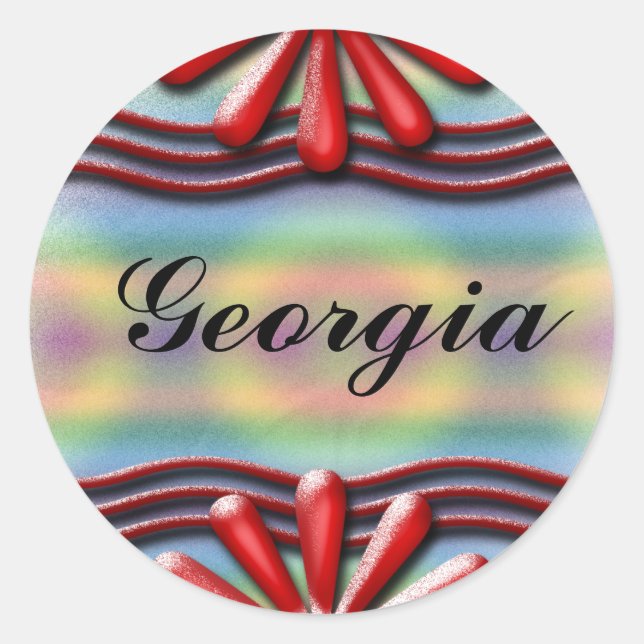 Nameplate Red Classic Round Sticker (Front)